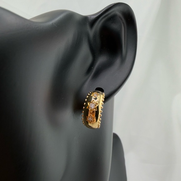 Elegant Gold and Silver Hoop Earrings - Picture 5 of 11